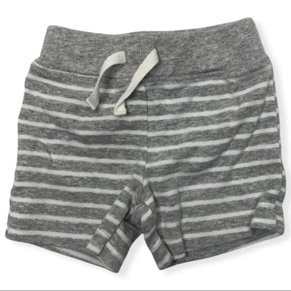 Carters 6 month drawstring lounge shorts koala butt grey white stripes cotton